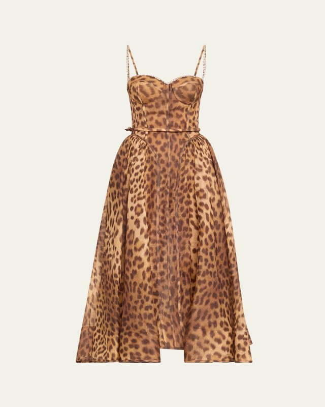 Crush Leopard Panelled Midi Dress